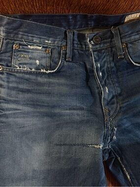 G-Star Slim Fit Faded Blue Distressed Jeans